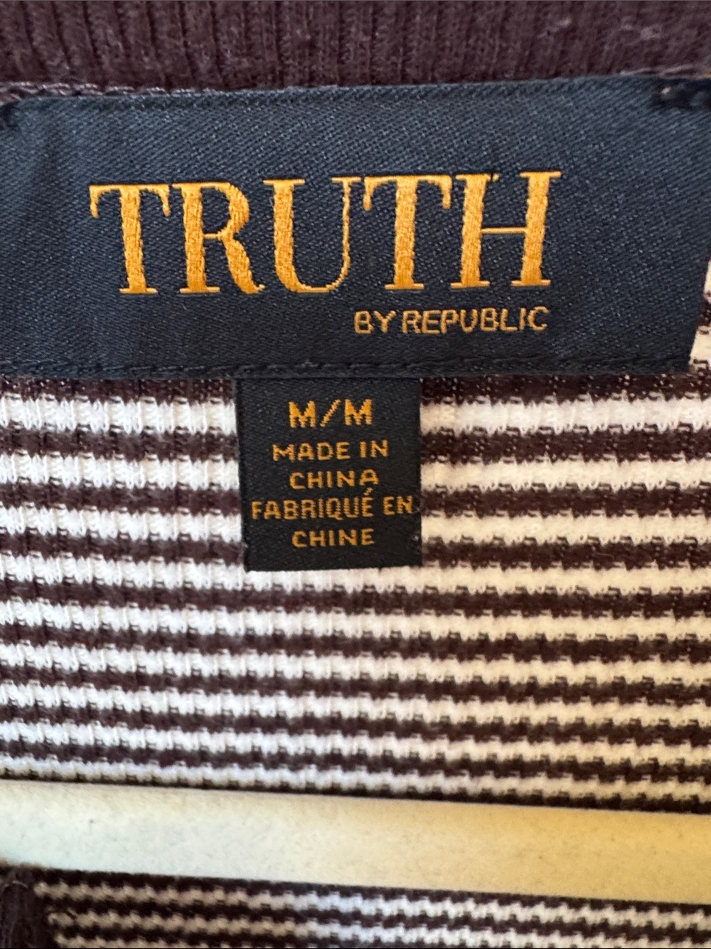 Truth Brown and White Striped Henley Tee - Picture 3 of 6